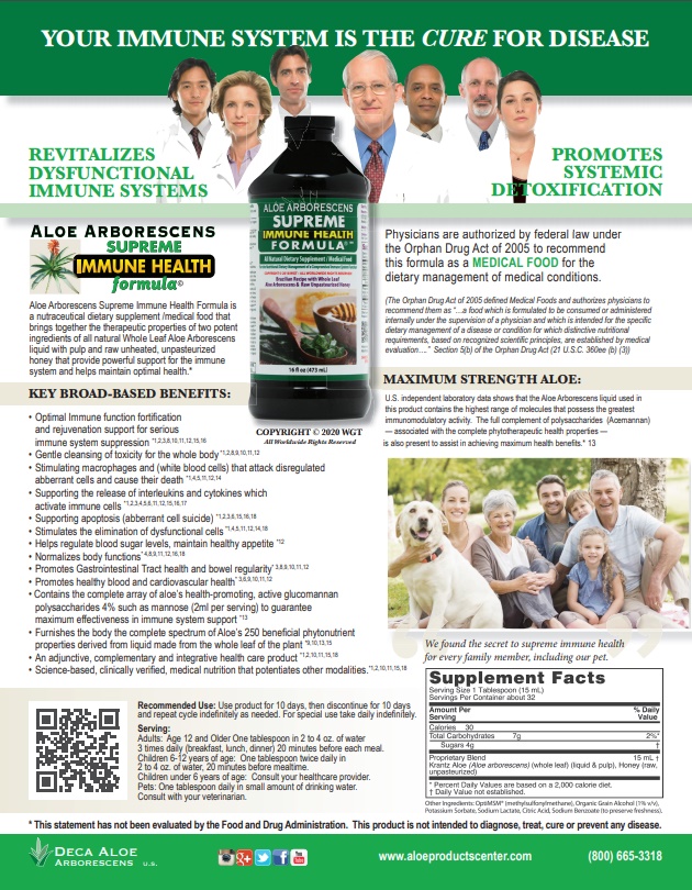 Aloe Arborescens Supreme Immune Health Formula Brochure